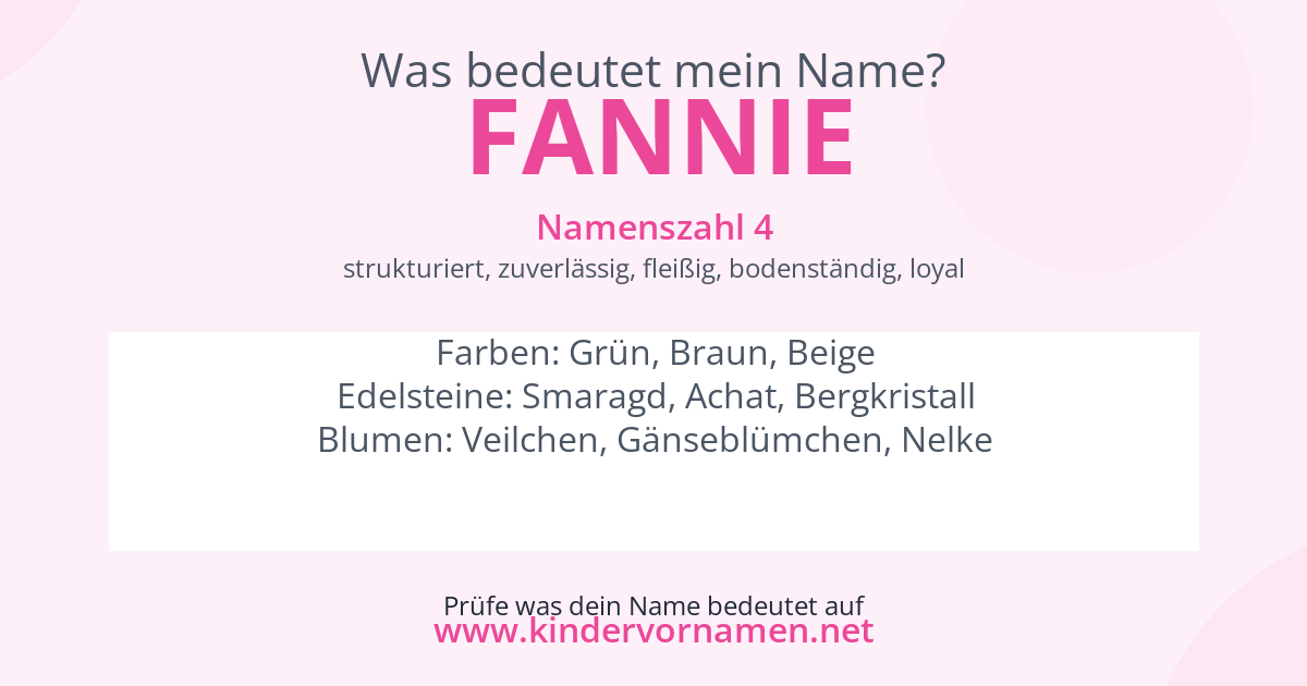 Was bedeutet der Name Fannie?