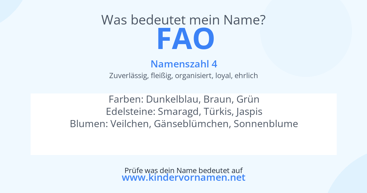 Was bedeutet der Name Fao?