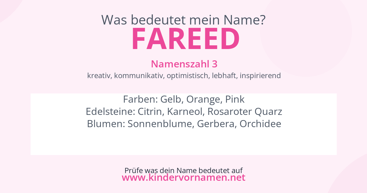 Was bedeutet der Name Fareed?