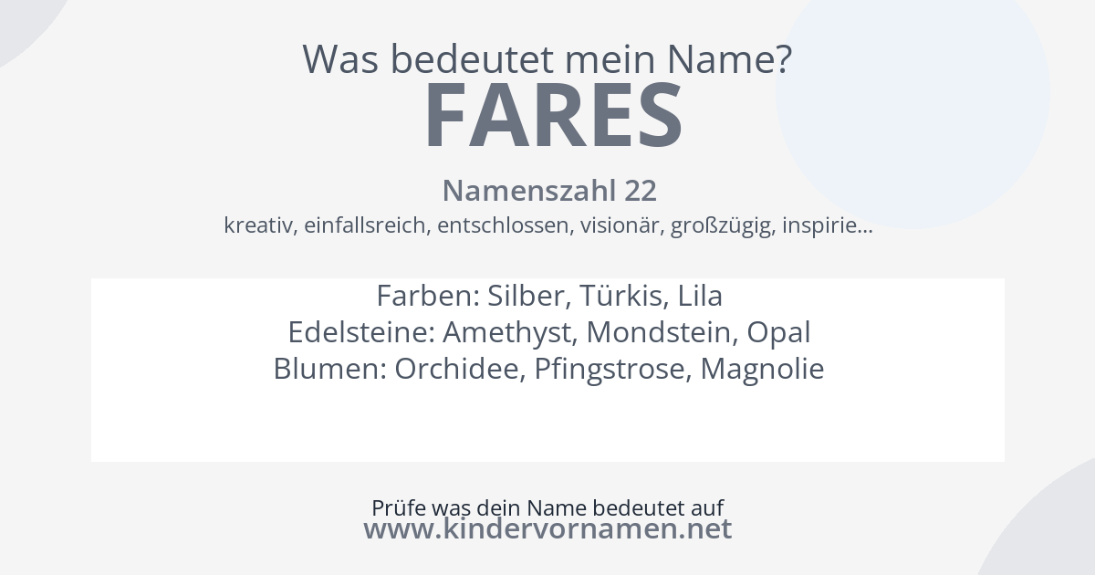 Was bedeutet der Name Fares?