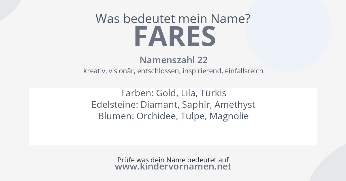 Was bedeutet der Name Fares?