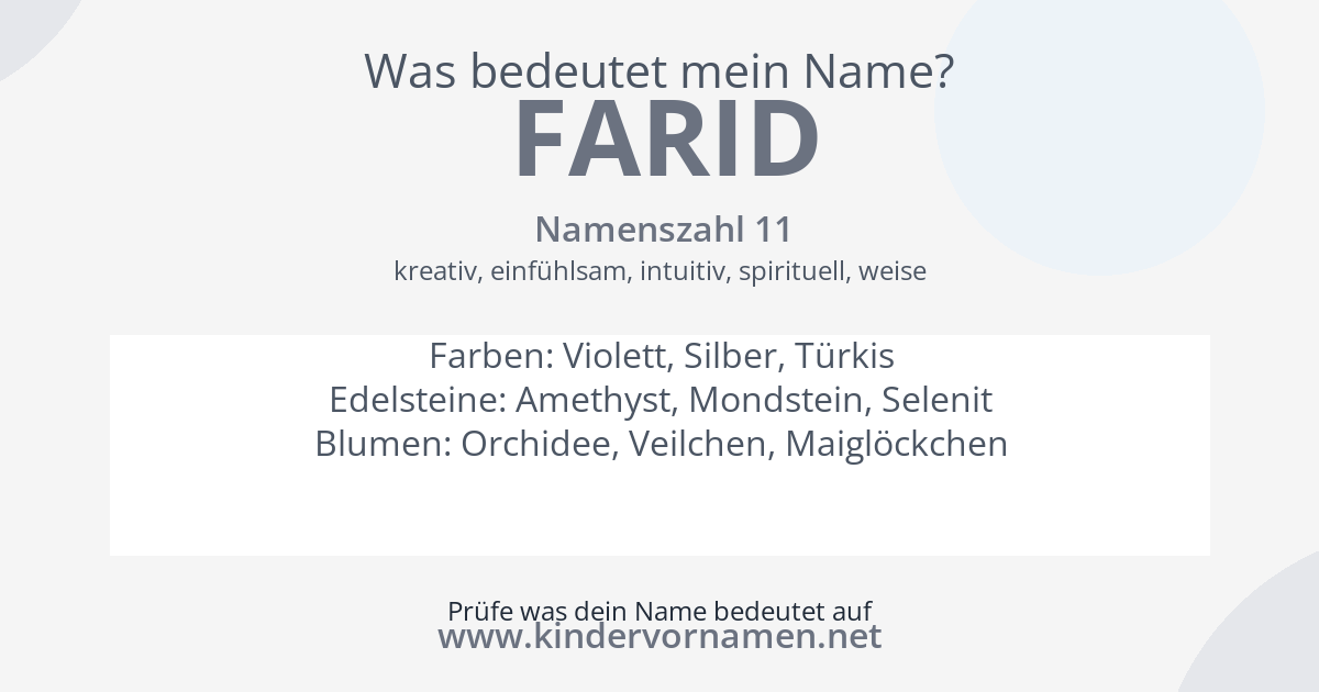 Was bedeutet der Name Farid?