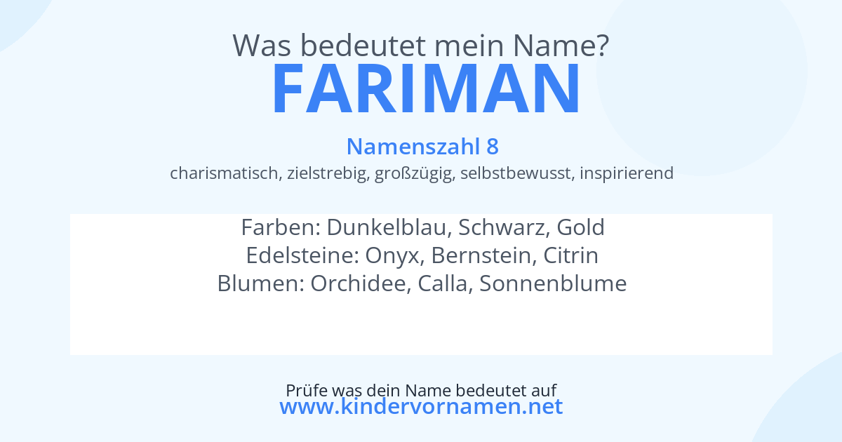 Was bedeutet der Name Fariman?