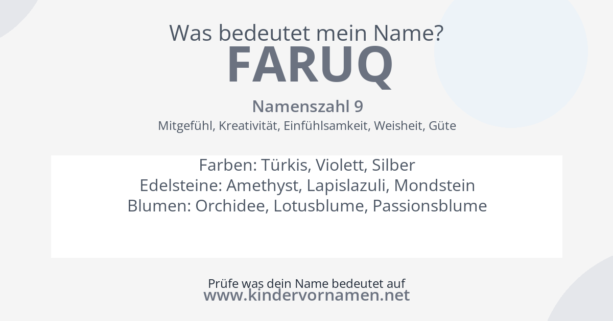 Was bedeutet der Name Faruq?