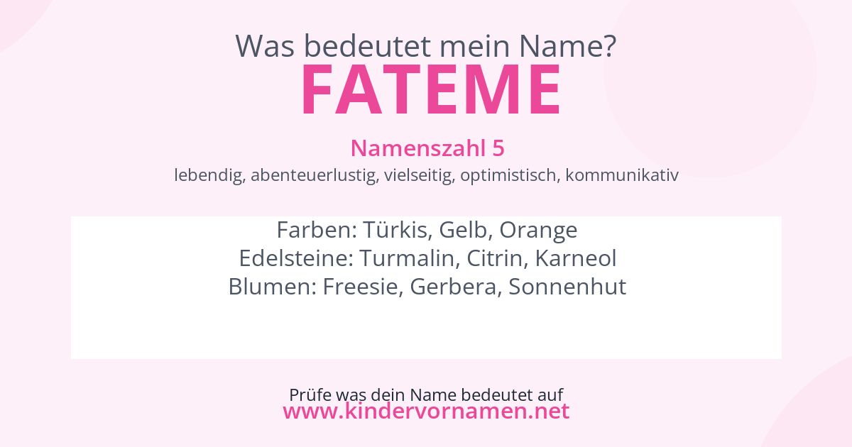 Was bedeutet der Name Fateme?
