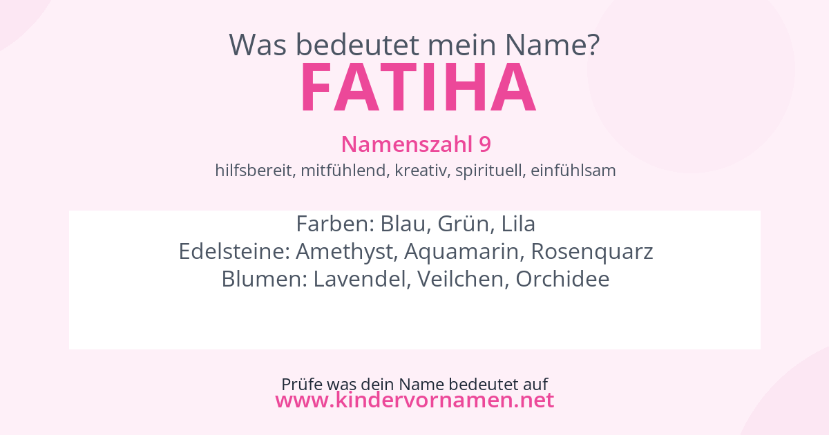 Was bedeutet der Name Fatiha?