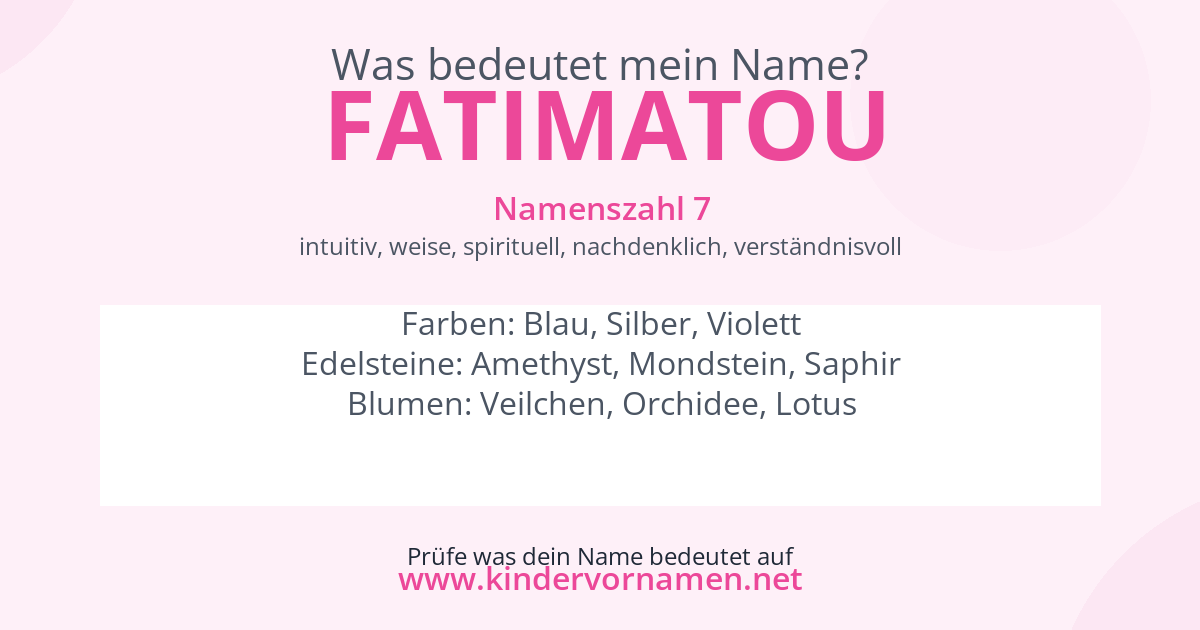 Was bedeutet der Name Fatimatou?