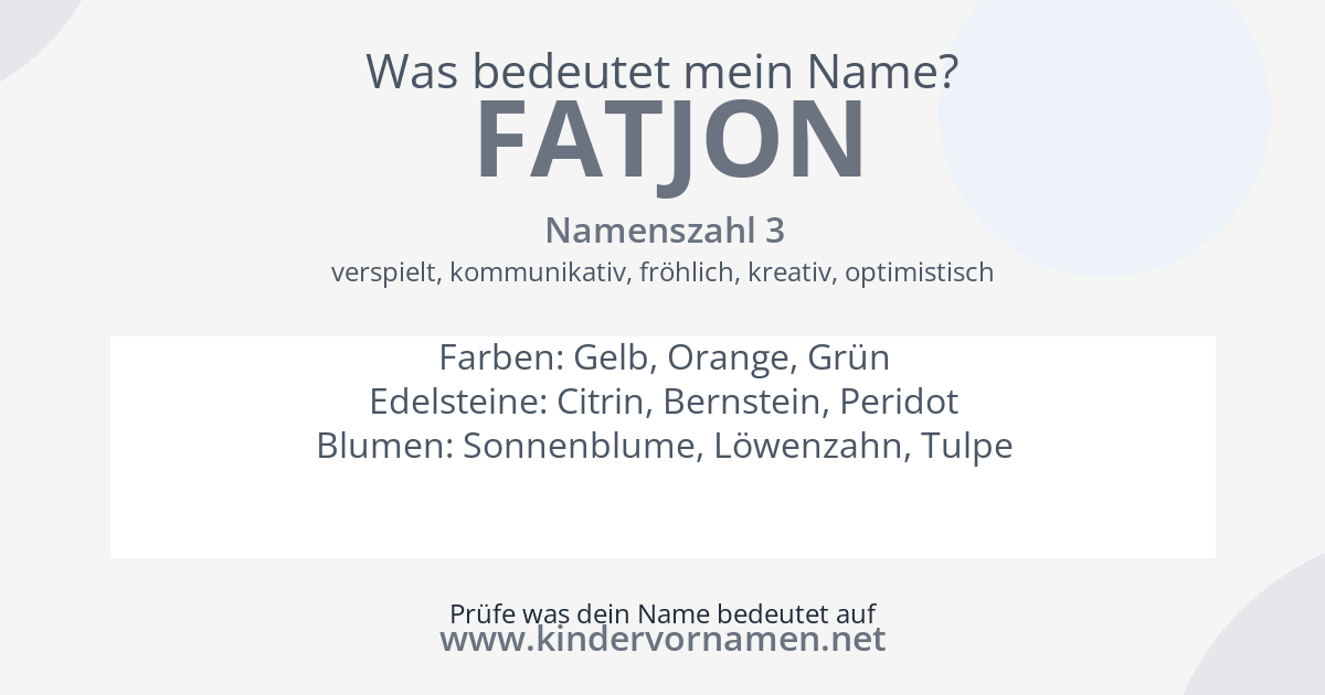 Was bedeutet der Name Fatjon?