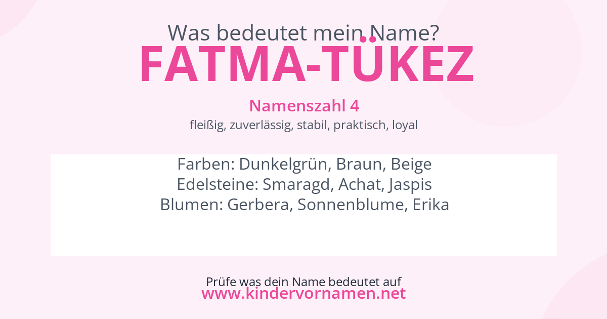 Was bedeutet der Name Fatma-Tükez?