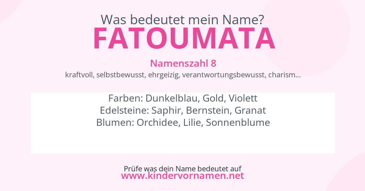 Was bedeutet der Name Fatoumata?