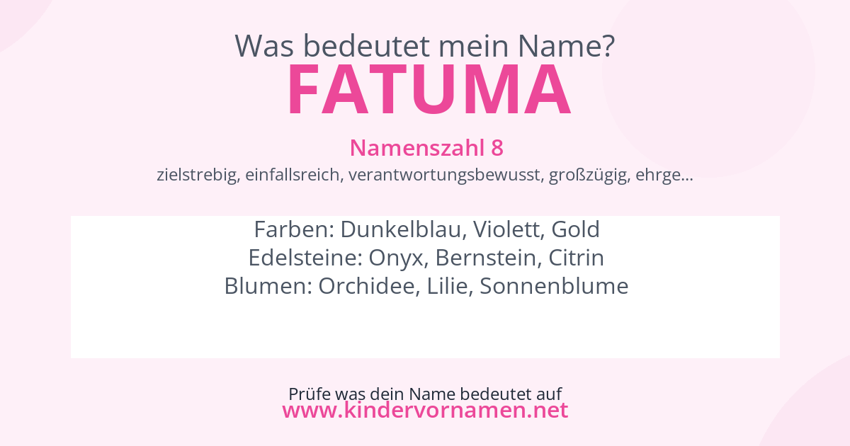 Was bedeutet der Name Fatuma?