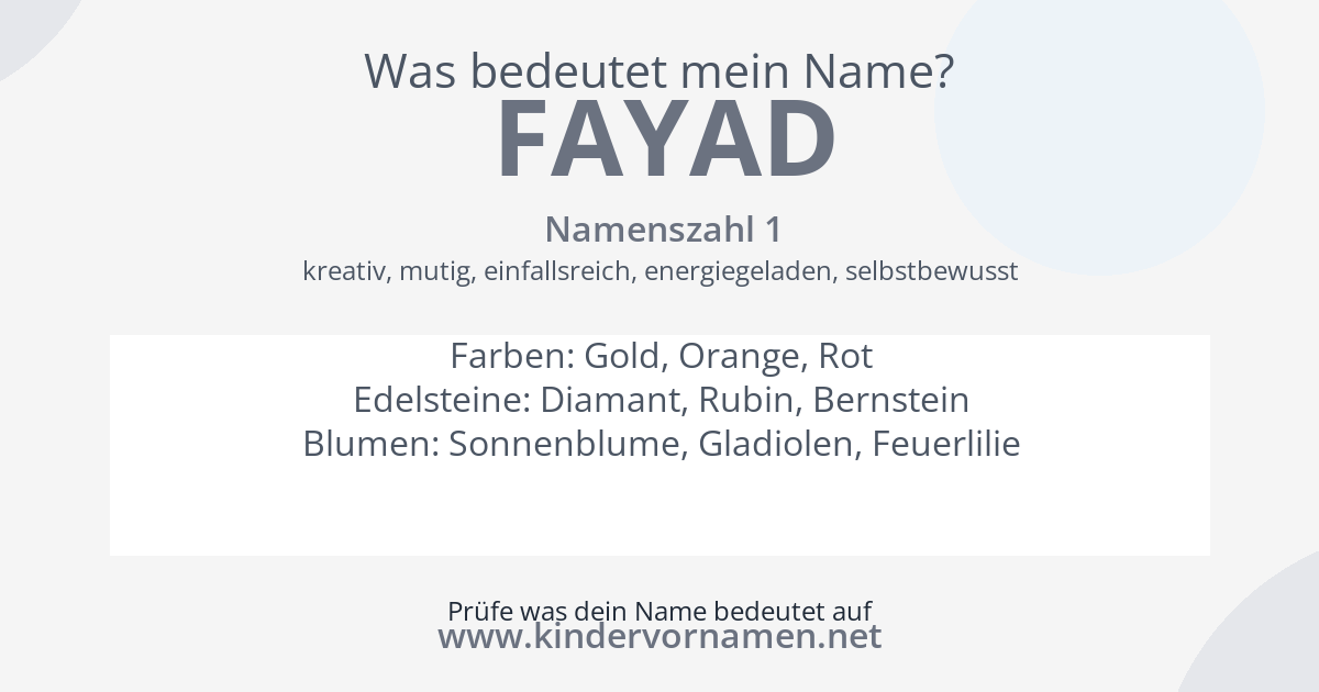 Was bedeutet der Name Fayad?