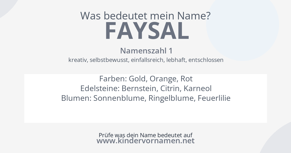 Was bedeutet der Name Faysal?