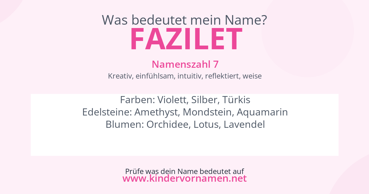 Was bedeutet der Name Fazilet?