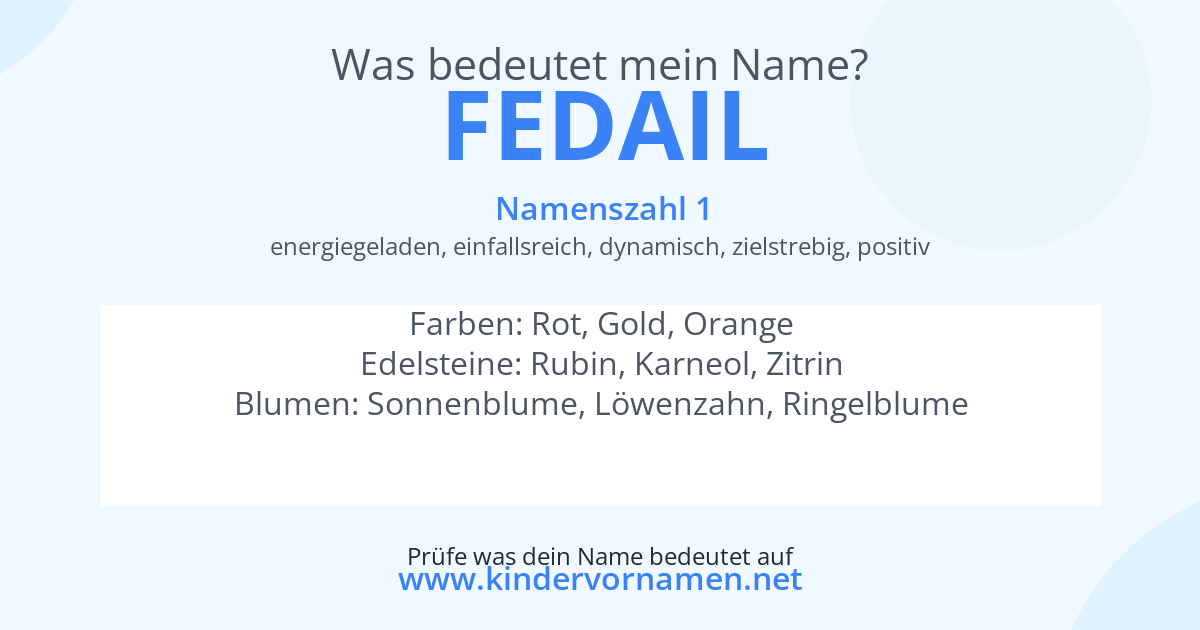 Was bedeutet der Name Fedail?