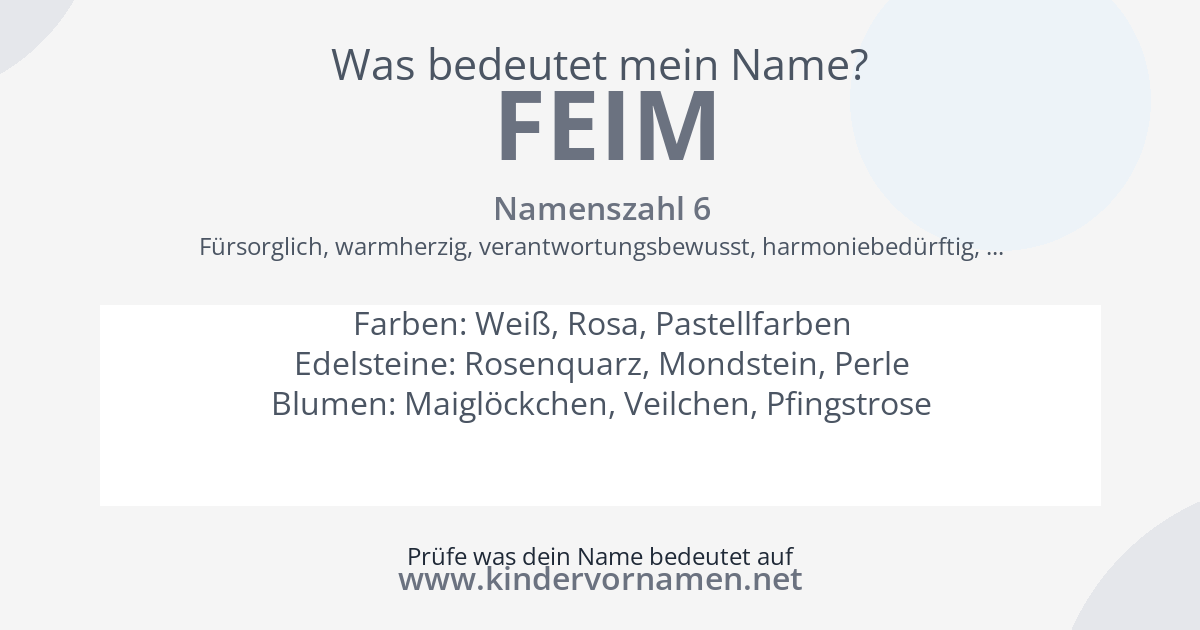 Was bedeutet der Name Feim?