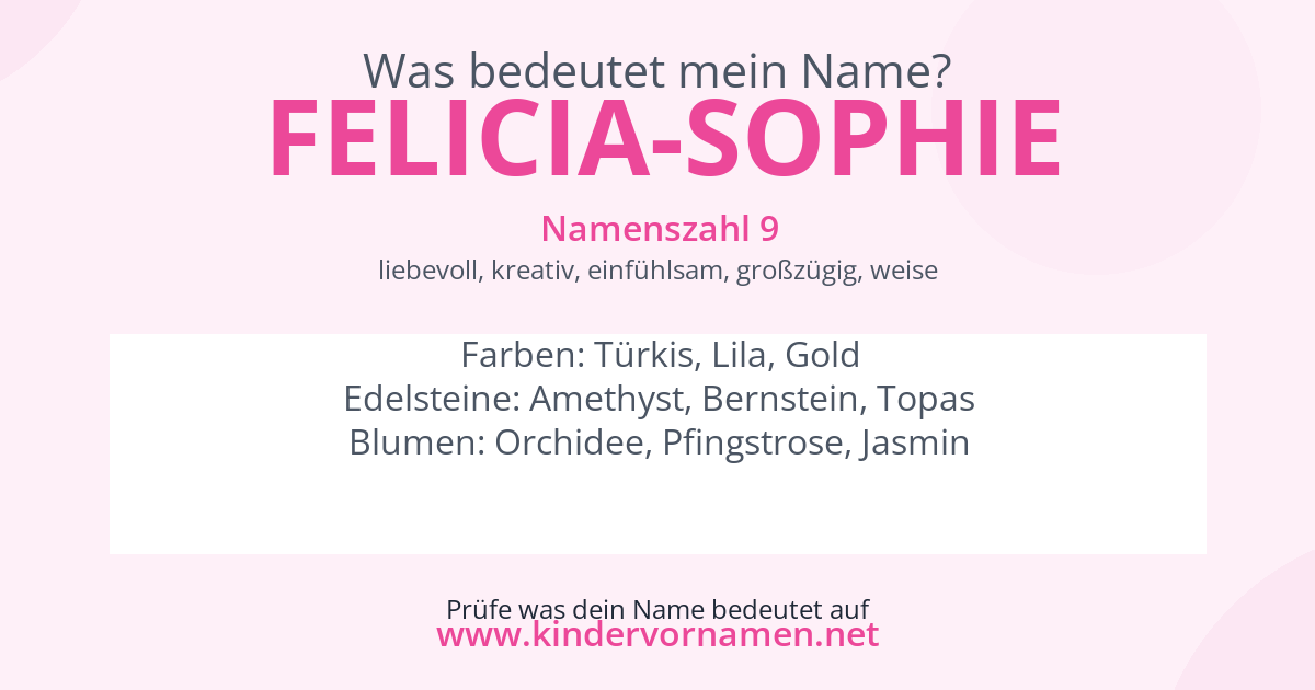 Was bedeutet der Name Felicia-Sophie?