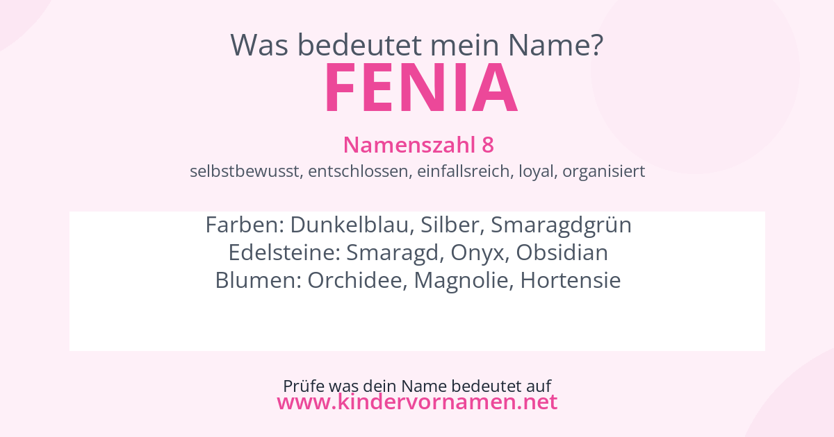 Was bedeutet der Name Fenia?