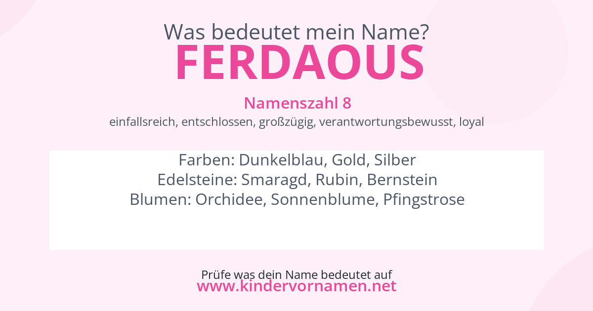 Was bedeutet der Name Ferdaous?