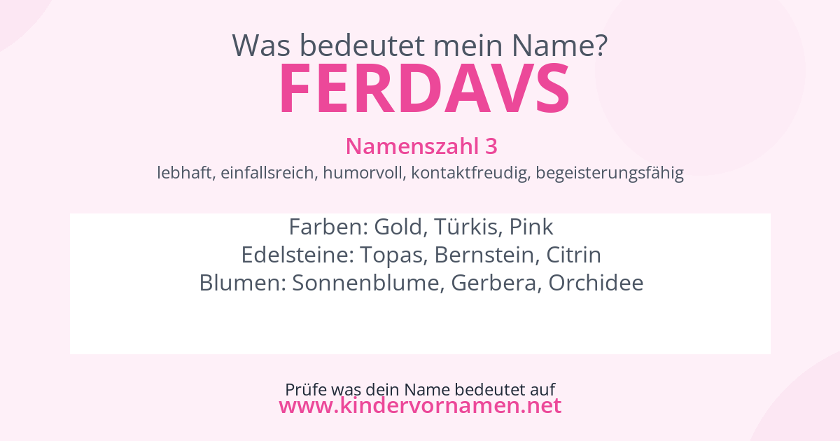 Was bedeutet der Name Ferdavs?