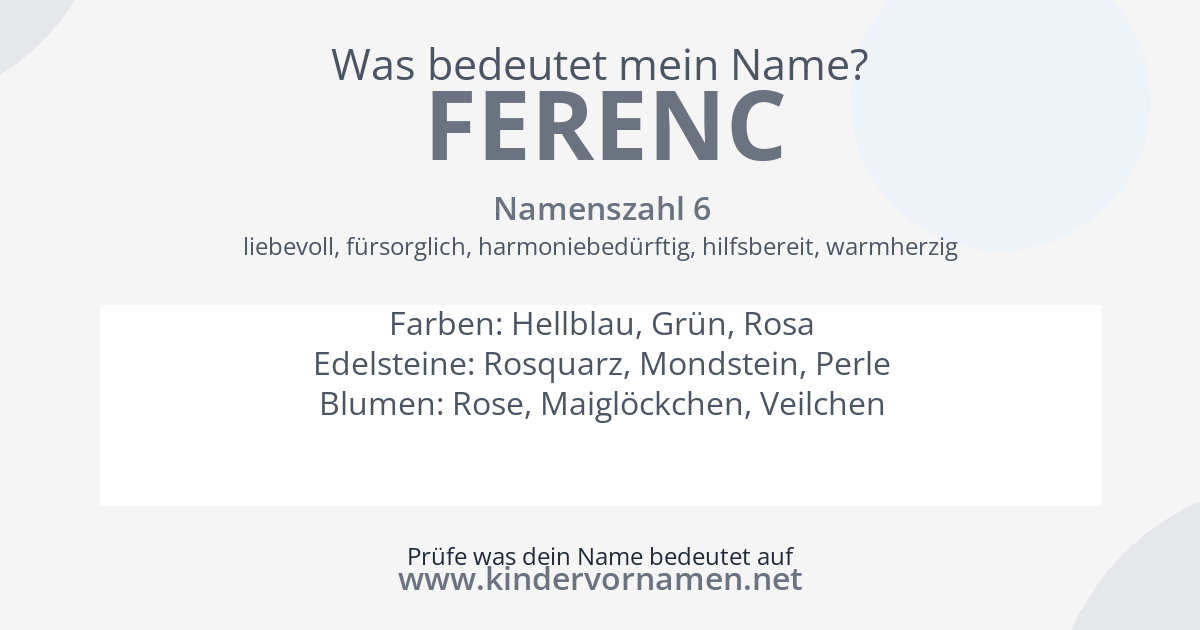 Was bedeutet der Name Ferenc?