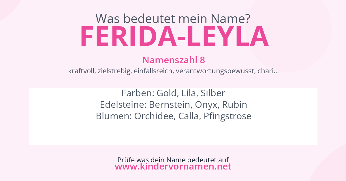 Was bedeutet der Name Ferida-Leyla?