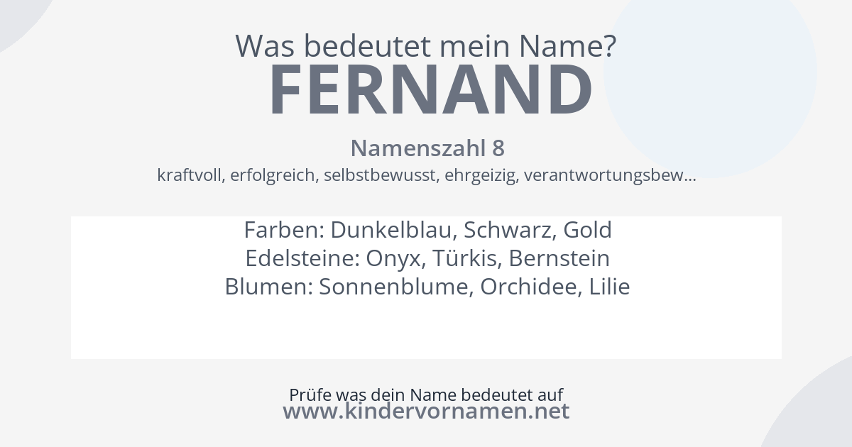 Was bedeutet der Name Fernand?