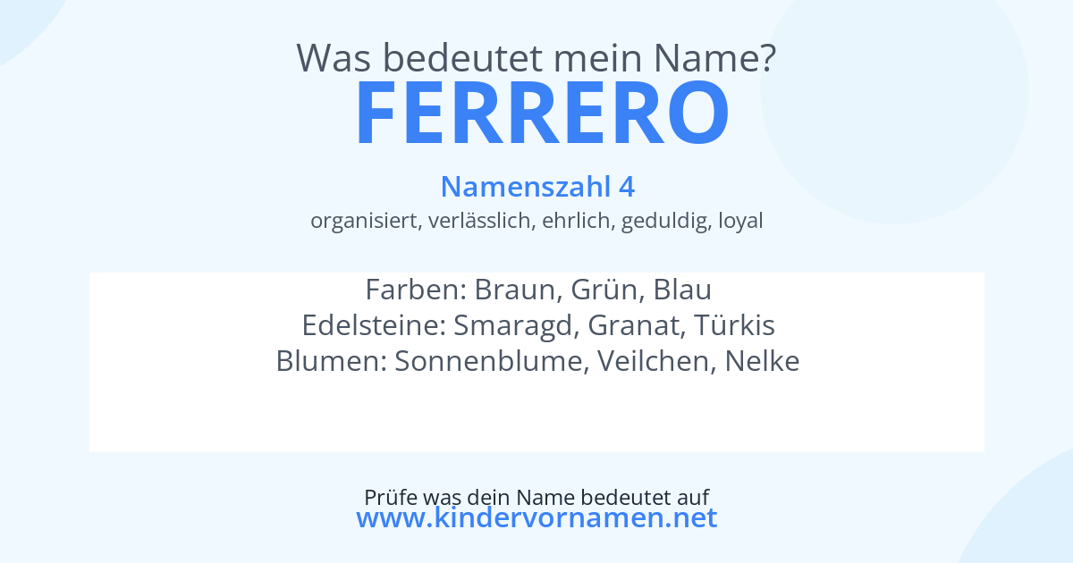 Was bedeutet der Name Ferrero?