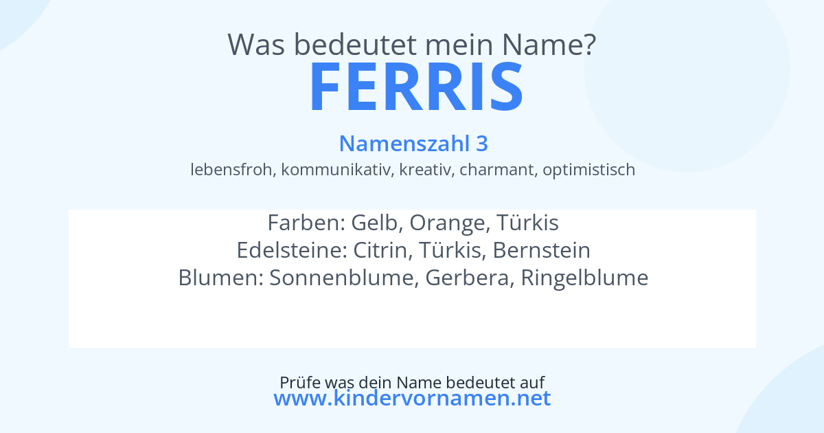 Was bedeutet der Name Ferris?
