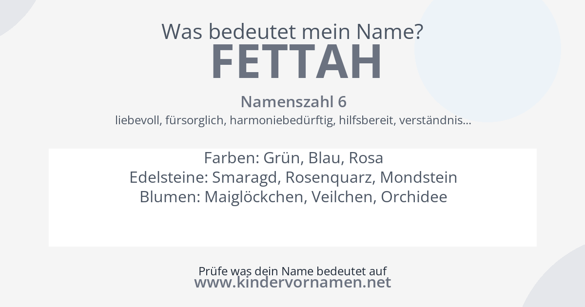 Was bedeutet der Name Fettah?