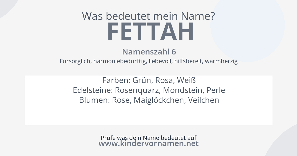 Was bedeutet der Name Fettah?