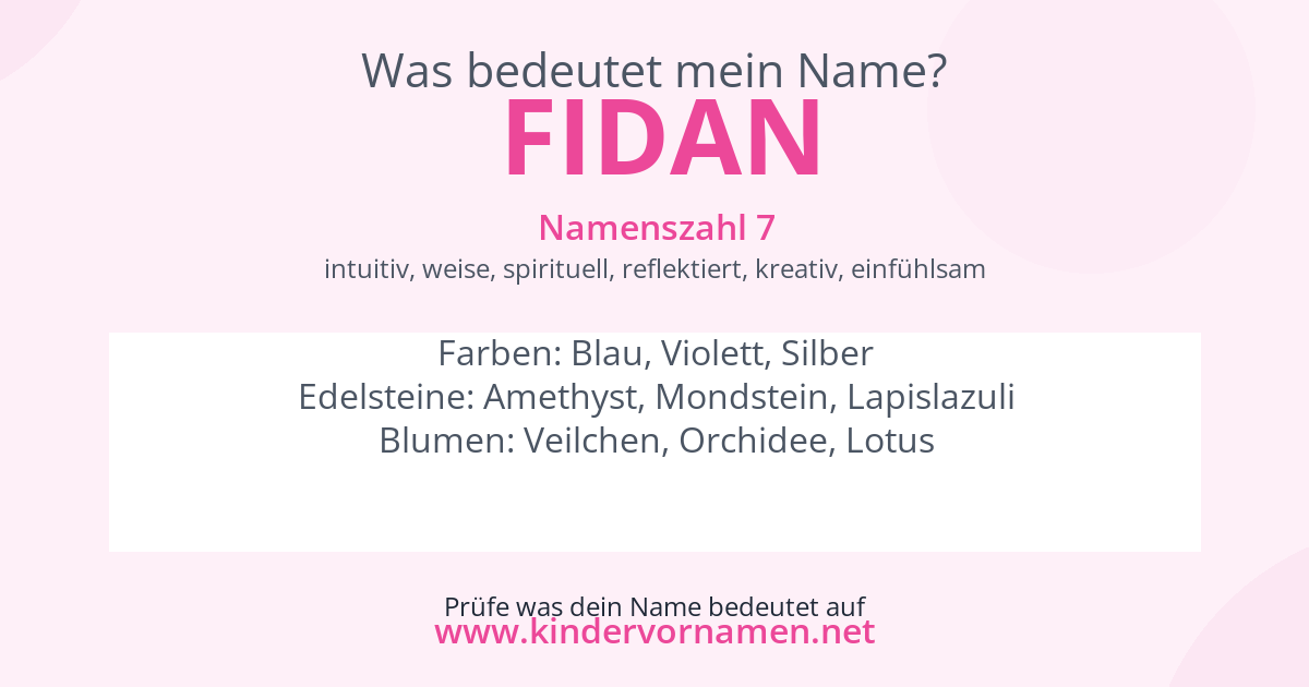 Was bedeutet der Name Fidan?