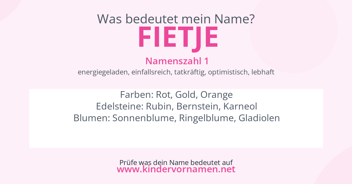 Was bedeutet der Name Fietje?