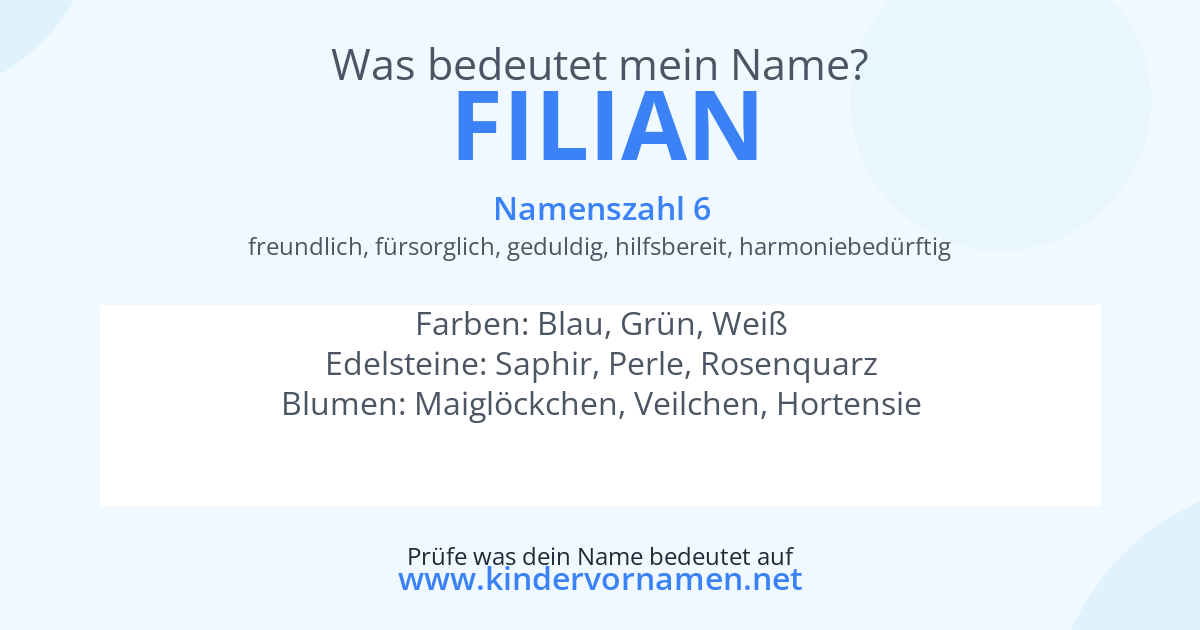 Was bedeutet der Name Filian?