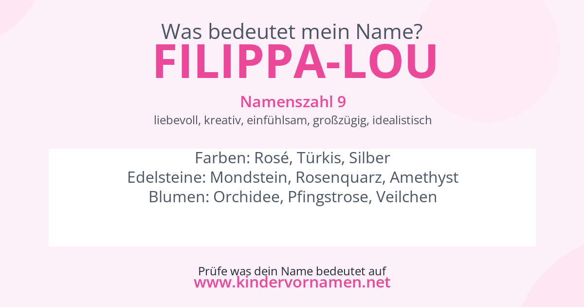 Was bedeutet der Name Filippa-Lou?