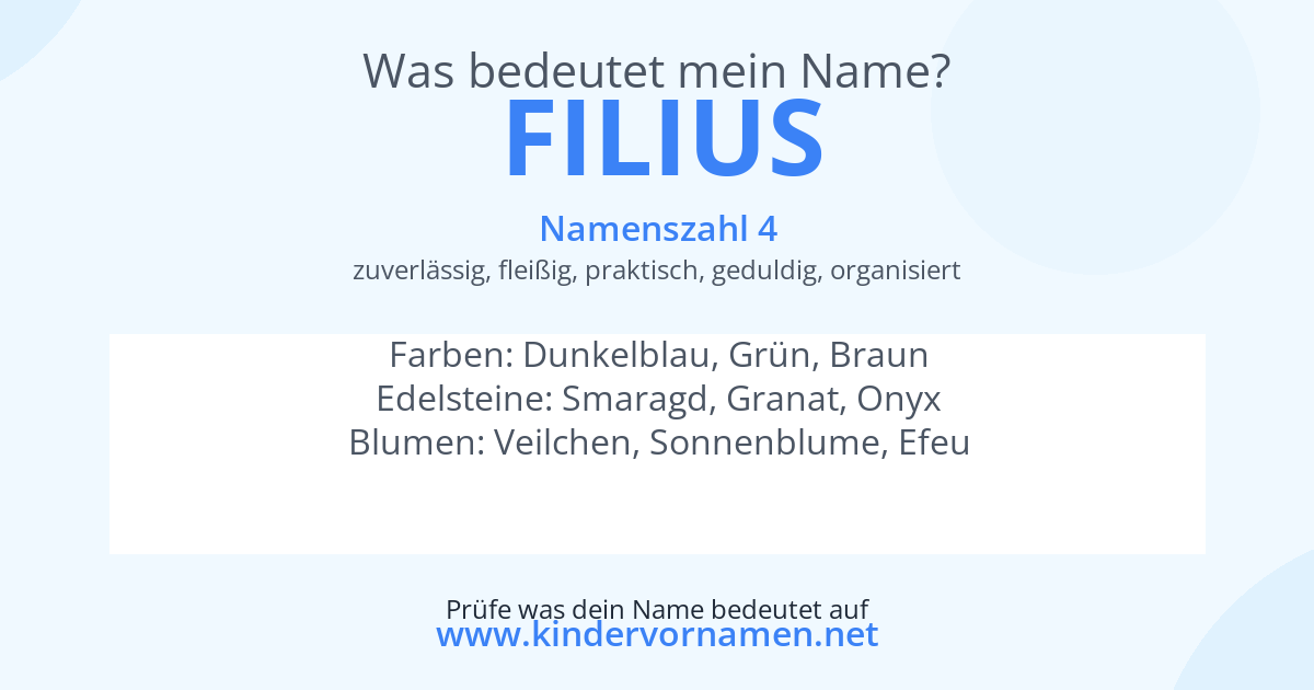 Was bedeutet der Name Filius?