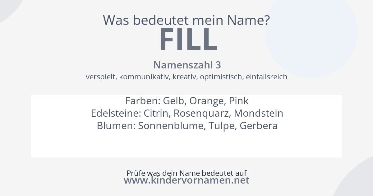 Was bedeutet der Name Fill?