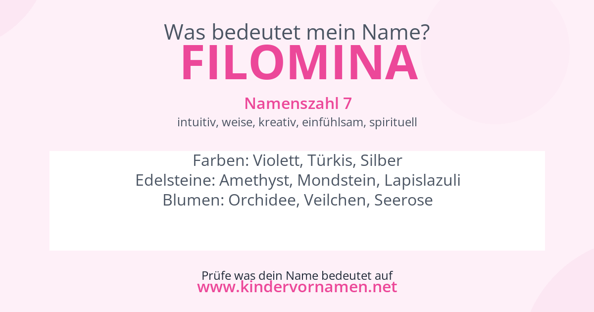 Was bedeutet der Name Filomina?