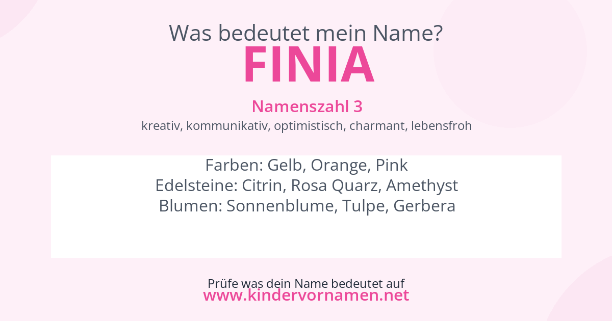 Was bedeutet der Name Finia?