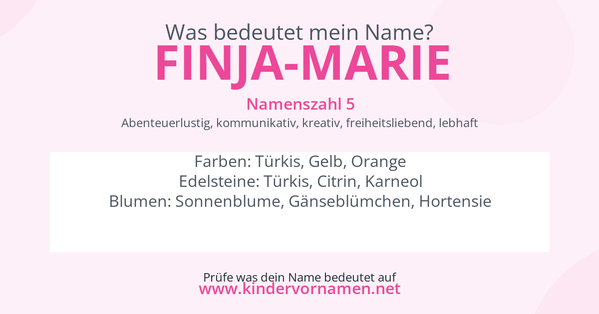 Was bedeutet der Name Finja-Marie?