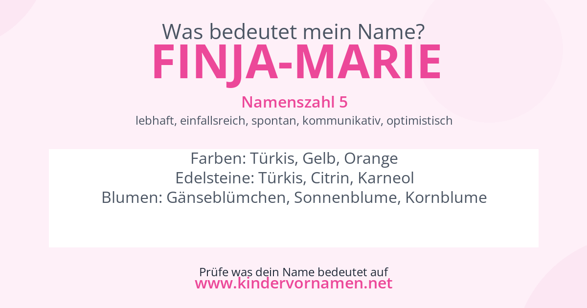 Was bedeutet der Name Finja-Marie?