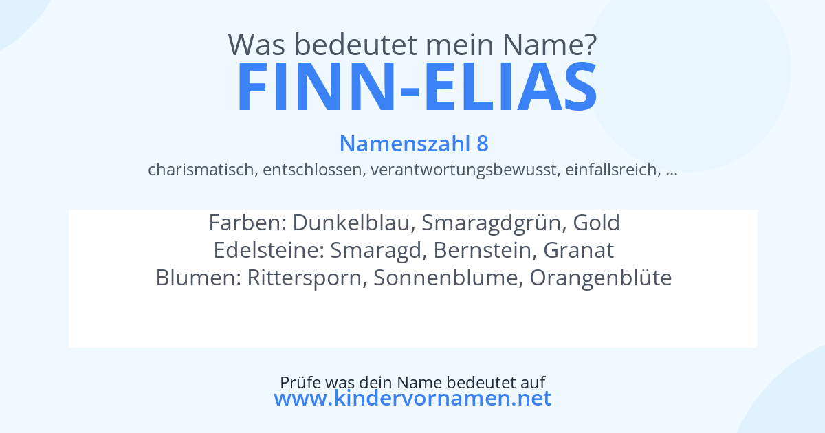 Was bedeutet der Name Finn-Elias?
