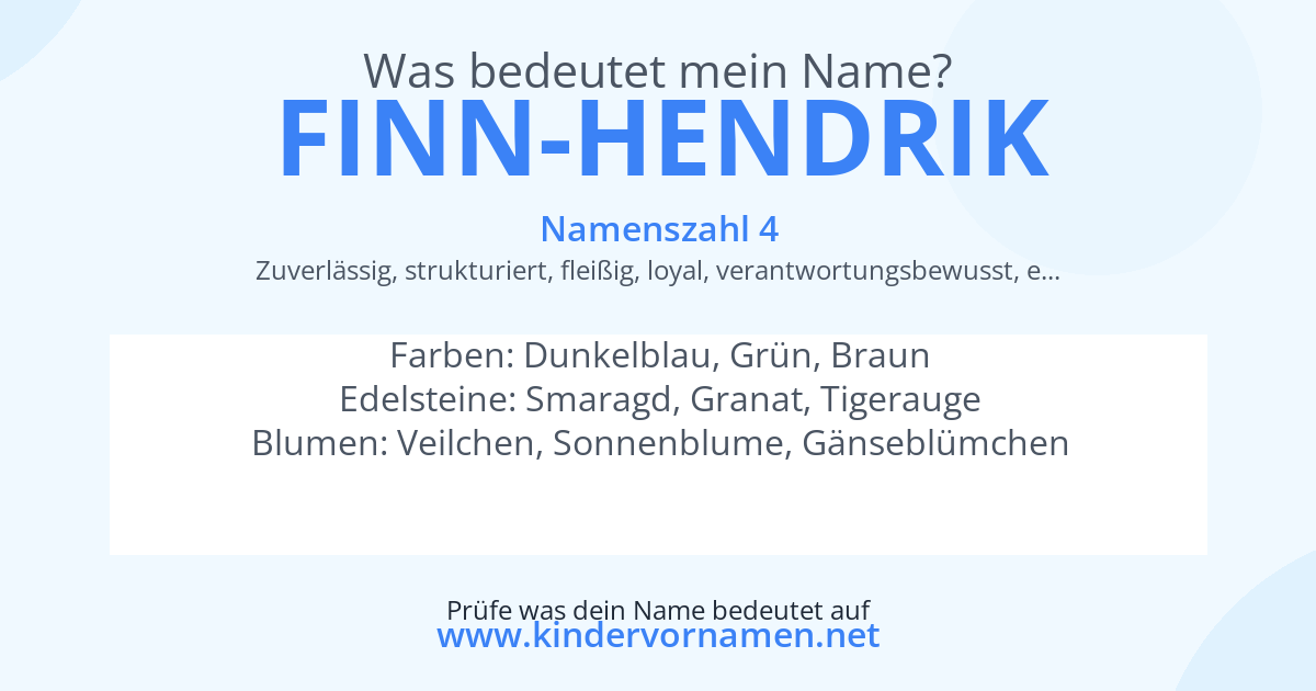 Was bedeutet der Name Finn-Hendrik?