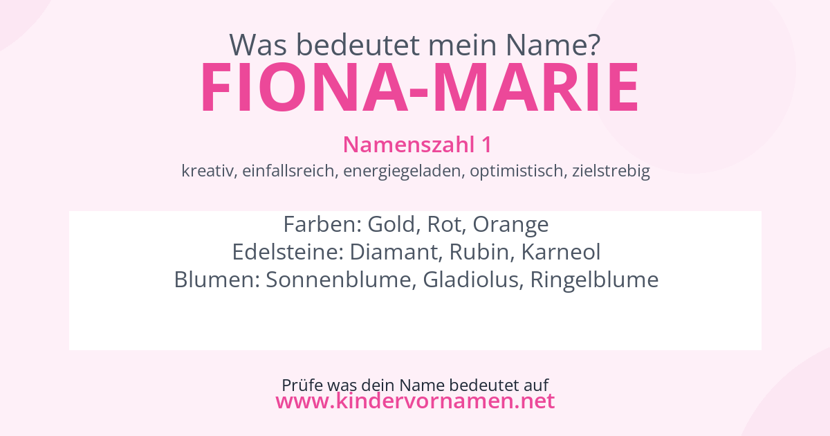 Was bedeutet der Name Fiona-Marie?