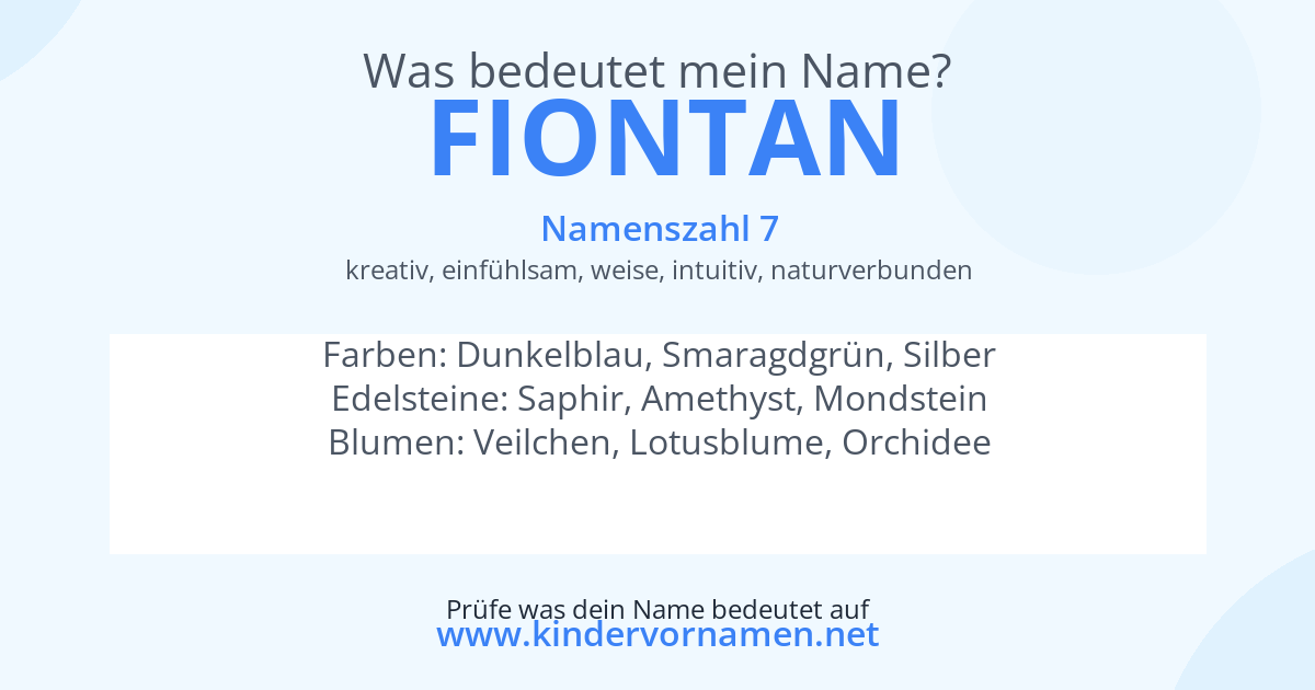 Was bedeutet der Name Fiontan?