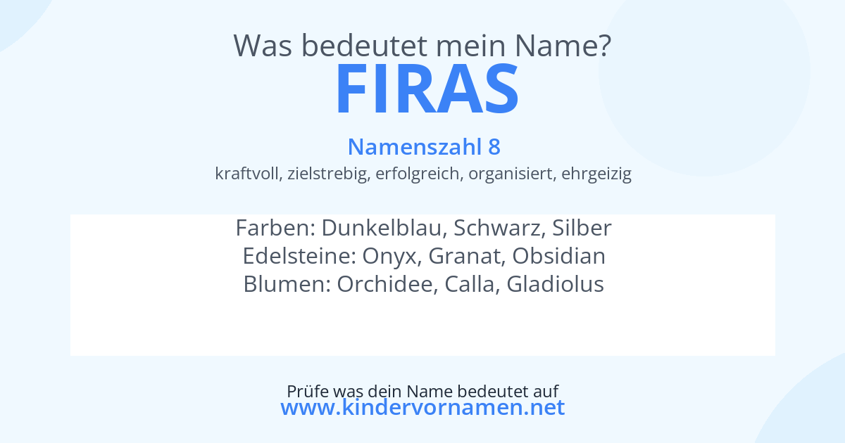 Was bedeutet der Name Firas?