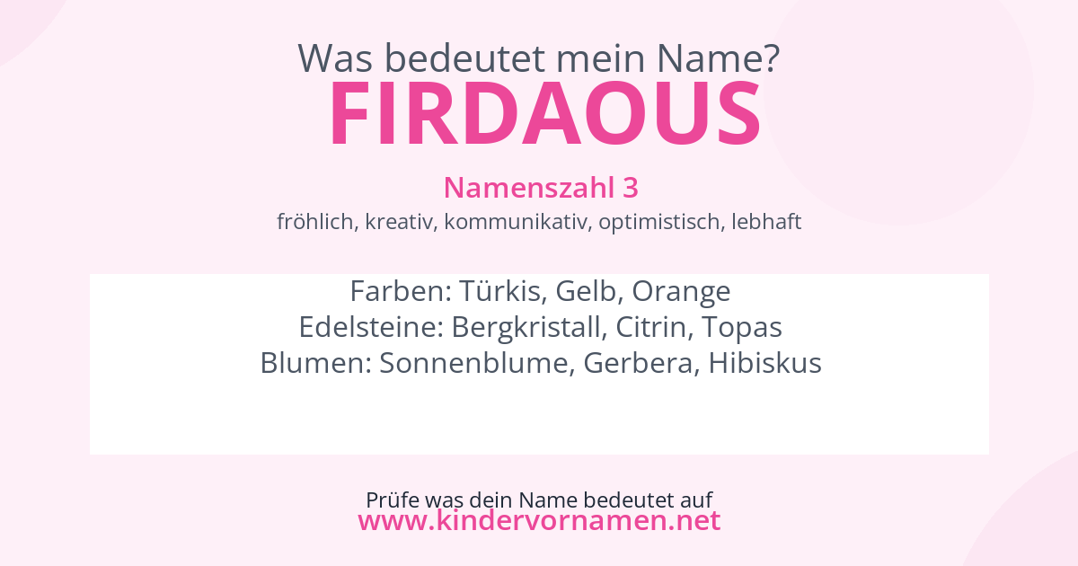 Was bedeutet der Name Firdaous?