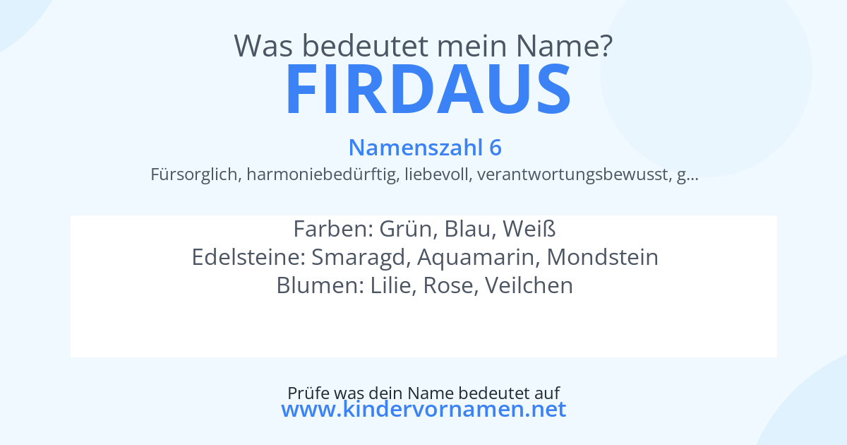 Was bedeutet der Name Firdaus?