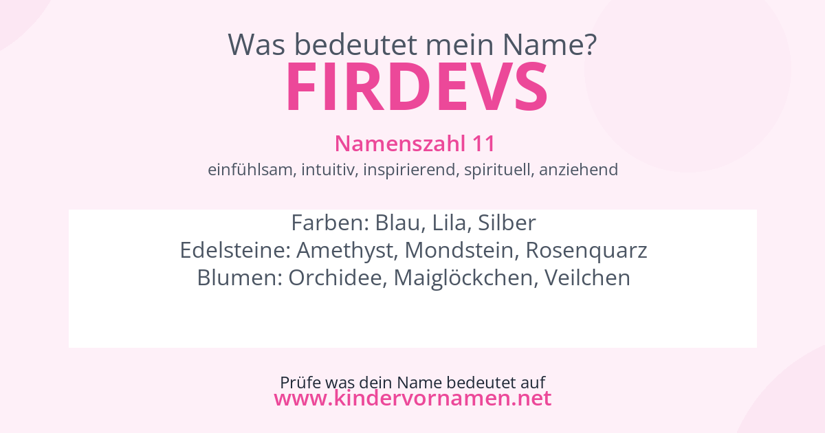 Was bedeutet der Name Firdevs?