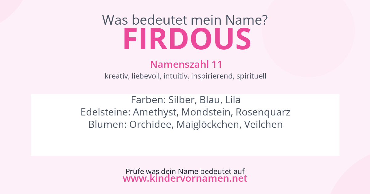 Was bedeutet der Name Firdous?